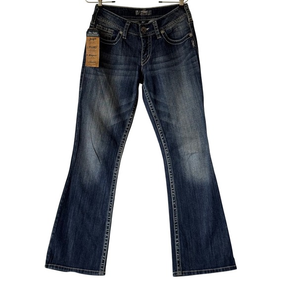 Silver Jeans Co. Denim - Silver Jeans Co Suki Mid Bootcut Jeans Dark Wash Fluid Denim Joga W32 L22 NEW